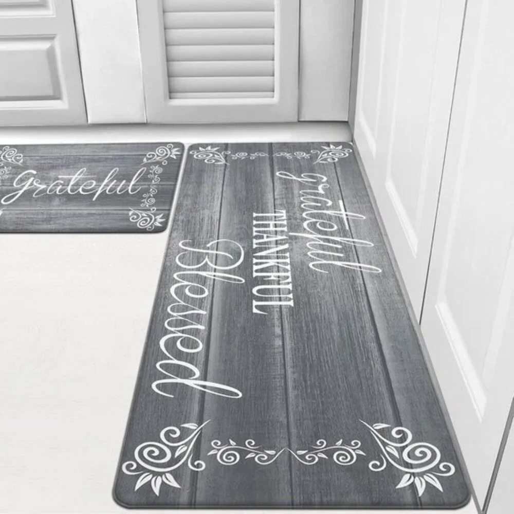New Set of 2 Non Slip Cushioned Kitchen Mats, Waterproof Farmhouse Kitchen Rugs